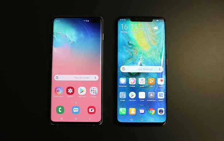 Galaxy S10 Plus vs Mate 20 Pro Front