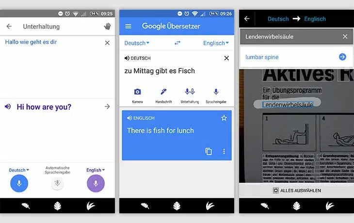 Google Übersetzer Screenshots