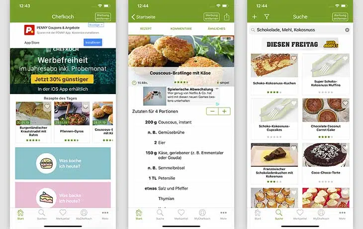 Rezepte-App: Screenshots Chefkoch