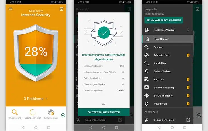 Sicherheits-Apps: Schreenshots Kaspersky