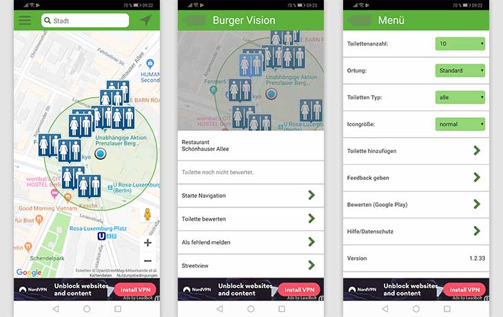 Toiletten-Finder: Screenshots der App Toilet Scout