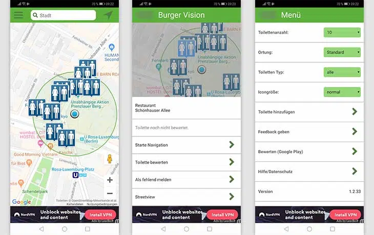 Toiletten-Finder: Screenshots der App Toilet Scout