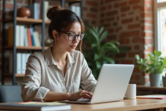 Indépendante freelance travaillant sur la création de son site web avec une agence web spécialisée pour les auto-entrepreneurs