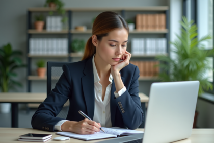 Jeune femme professionnelle dans un bureau organisé