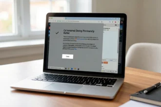 Ordinateur portable affichant la suppression d'un fichier sur un bureau