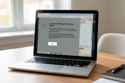 Ordinateur portable affichant la suppression d'un fichier sur un bureau