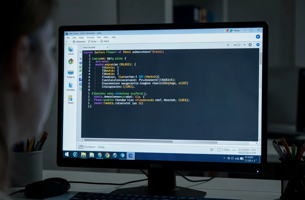Terminal de commandes affiché sur un écran dans un bureau
